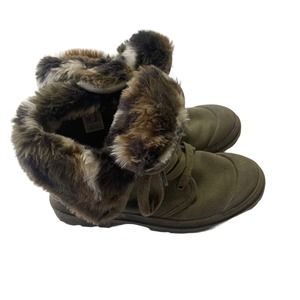 Rocket Dog Women's Size 4 Youth Girls Size 2.5 Green Fold Over Fur‎ Boots